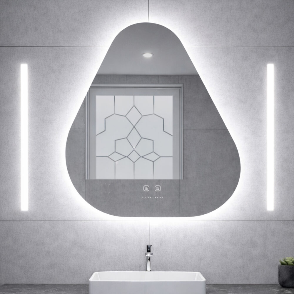 2119 - Buğu Çözücülü, Dokunmatik Butonlu ve Işıklı Amorf Asimetrik Ayna