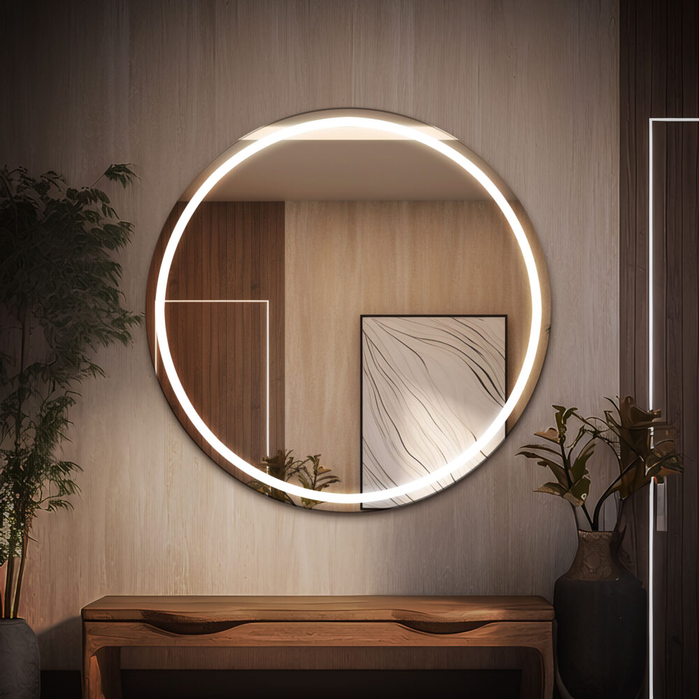 3114 - Butonsuz Yuvarlak Işıklı Ayna