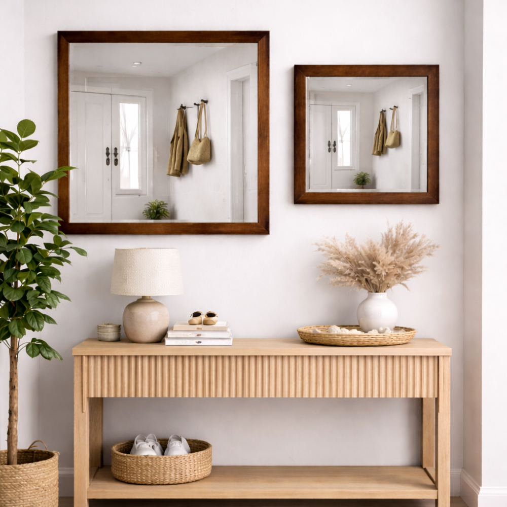 3117 - İkili Ahşap Model Kare Ayna ( 38x38 cm & 50x50 cm )