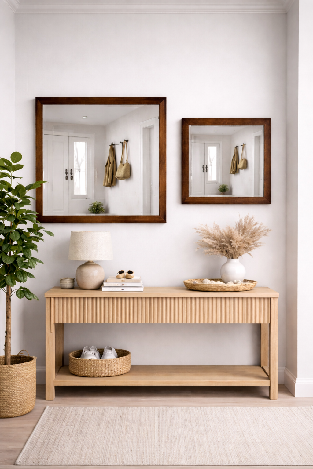 3117 - İkili Ahşap Model Kare Ayna ( 38x38 cm & 50x50 cm )